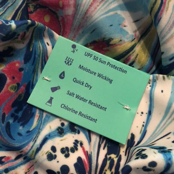 Reel Legends Watercolor Swirl High Waisted Cropped Length Swim Legging Size 2X - Picture 6 of 8